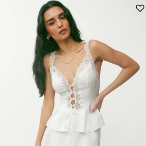 reformation josephine white linen top size 4 never worn